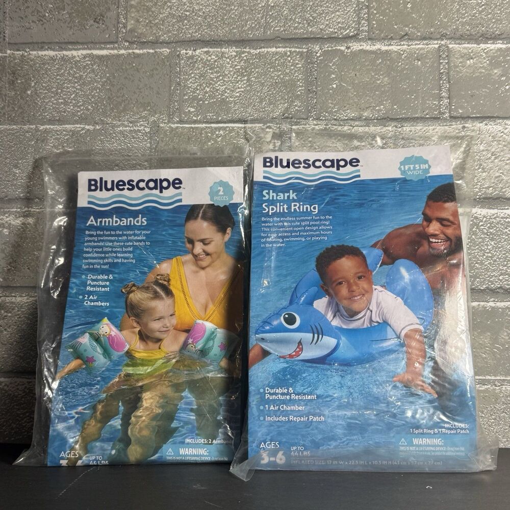 Bluescape Shark Split Ring Mermaid Armbands Lot Pool Float Swim Aids Sealed New